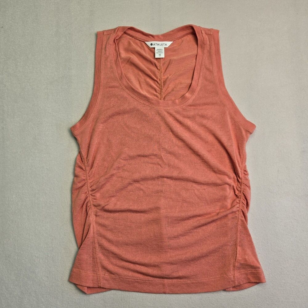 ATHLETA Breezy Ruched Shirred Orange Casual Tank Top Size XSmall‎